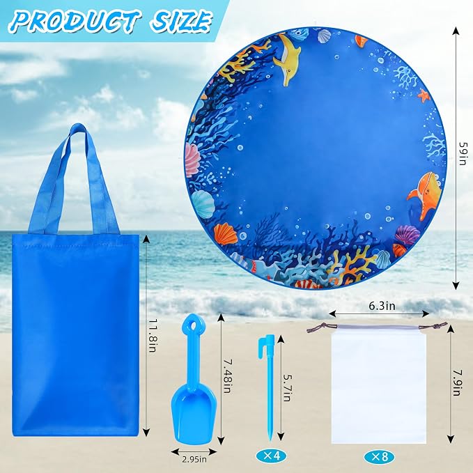 Pop up Baby Beach Pool, 58.8‬‬ inch Portable Kids Puddle Pool Toddler Sand Pit Paddling Pools Blue Childs Kiddie with Water Bag and Stake for Outdoor Beach Camping Traveling Vacation