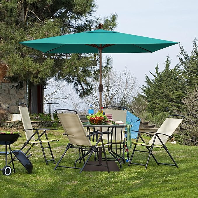EliteShade USA 10-Year-Non-Fading 6.5x10Ft Rectangular Market Patio Umbrella, UPF 50+ UV Protection Performance Sun Umbrella, Heavy Duty Commercial Grade Outdoor Table Umbrella with Crank, Windproof Vented Top for Garden, Pool, Deck and Outdoor Playset...