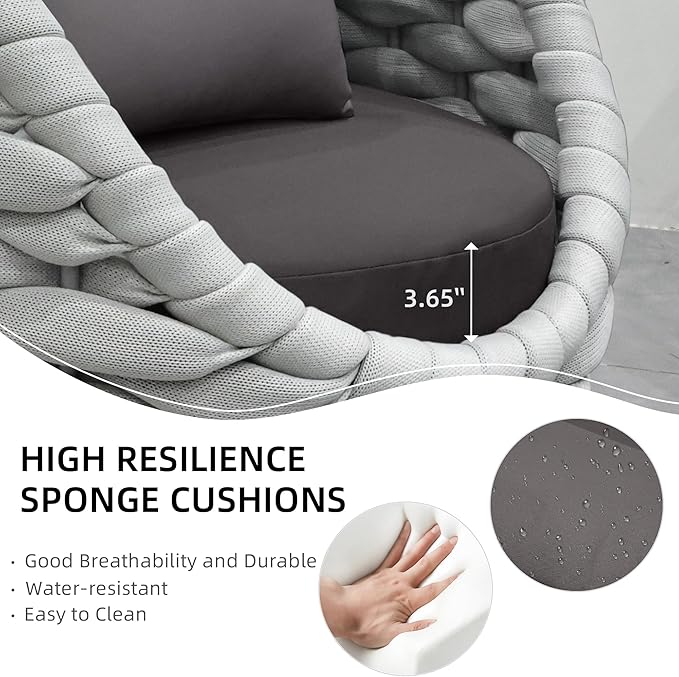 TWT 5 Pieces Patio Furniture Set Outdoor Rope Conversation Sectional Patio Sofa with 5 Seater for Backyard, Porch, Modern Armchairs with Thickness Cushions and Side Table