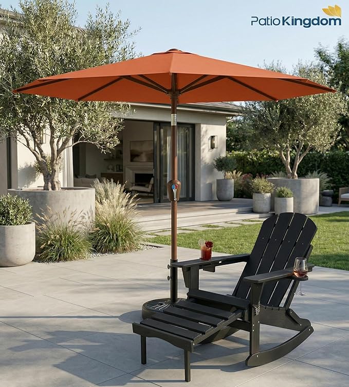 PatioKingdom 10FT Patio Umbrella with Push Button Tilt and Crank, Outdoor Market Umbrella with 8 Fiberglass Ribs, UV Protection Table Umbrella for Pool,Backyard,Garden,Deck