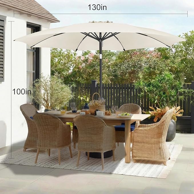 11FT Outdoor Patio Umbrella - Table Umbrella Waterproof UV Protection, Sombrillas de Patio with Push Button Tilt, Sun Umbrella for Pool, Porch, Garden, Deck, Backyard (Ivory)