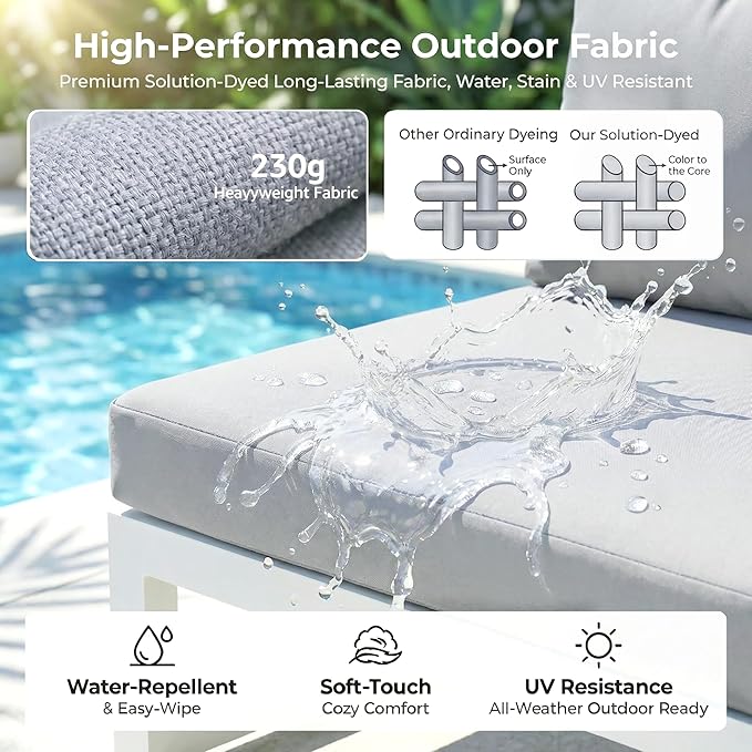 NICESOUL 14 Pcs Extra Large Modern Aluminum Outdoor Sofa with Coffee Table, 29" Deep Wide Seat, 500 lbs Durable Sectional Set for Heavy People,High End Patio Furniture Set for Backyard, Light Gray