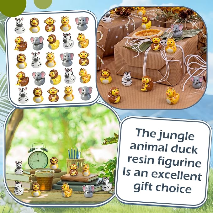 Novabright 100 Pcs Mini Resin Jungle Ducks Tiny Resin Small Jungle Ducks Mini Animal Figurines for DIY Cake Craft Garden Landscape Ornament Potted Decoration Birthday Party Supplies