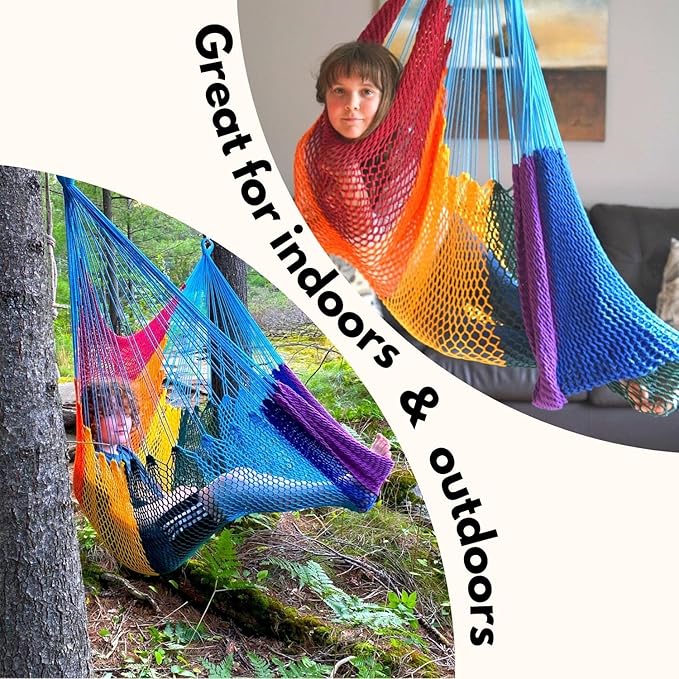 DreamGYM Hammock Swing Chair - Therapy Swing - Sensory Swing for Adults and Children - Rainbow