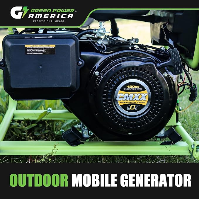 Green-Power America 10000 Watt Gasoline Powered Generator, Electric & Recoil Start, 12V/8.3A Charging Outlets, Whole House Backup & RV Ready, 49 State EPA Approved (Not for California Sale)
