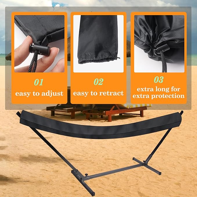 Klmnop 2 Pcs Hammock Sleeve Cover, 16 ft Lightweight Extra Long and Compact Camping Hammock Storage Protector Fits Most Hammocks(Black)
