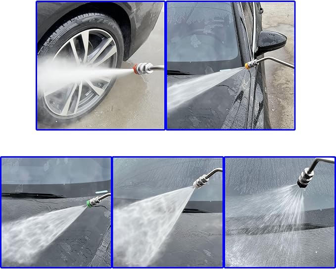 FIXFANS Pressure Washer Wand 45 Degree, Curved Extension Wand 15 Inch | High Power Washer Extension Wand, 5 Spray Nozzles, 1/4 Inch Quick Connect, Undercarriage and Gutter Cleaner Attachment