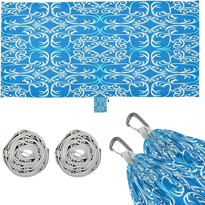 Hammocks for Outside Blue White Floral Camping Hammock Portable Hammocks with Tree Straps and Carry Bag Camping Accessories for Hiking Beach Outdoor