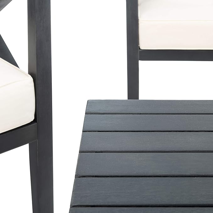 Safavieh Outdoor Nunzio Black and Beige 4-Piece Patio Set (Pillows Included)