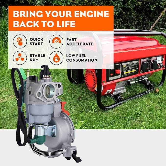 HIPA 389cc 420cc Tri Dual Generator Carburetor Propane Conversion kit for Champion Predator Generac Honda OHV Engine 338cc 389cc 420cc 460cc GX340 GX390 GX420 GX460 Portable Generator