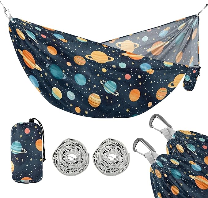 Camping Hammock Outdoor Hammocks for Outside Space Planet Cute Navy Beach Trees Portable Lightweight with Pockets Tree Straps Indoor