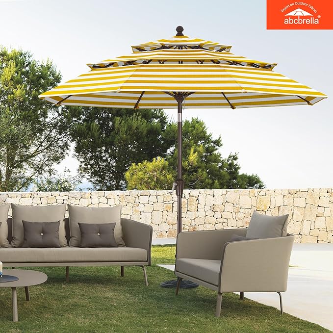 ABCCANOPY 5-Year 10-Year No Fading 9FT 3 Tiers Patio Umbrella, Outdoor Table Umbrella with 8 Sturdy Ribs for Deck, Backyard, Garden, Yard