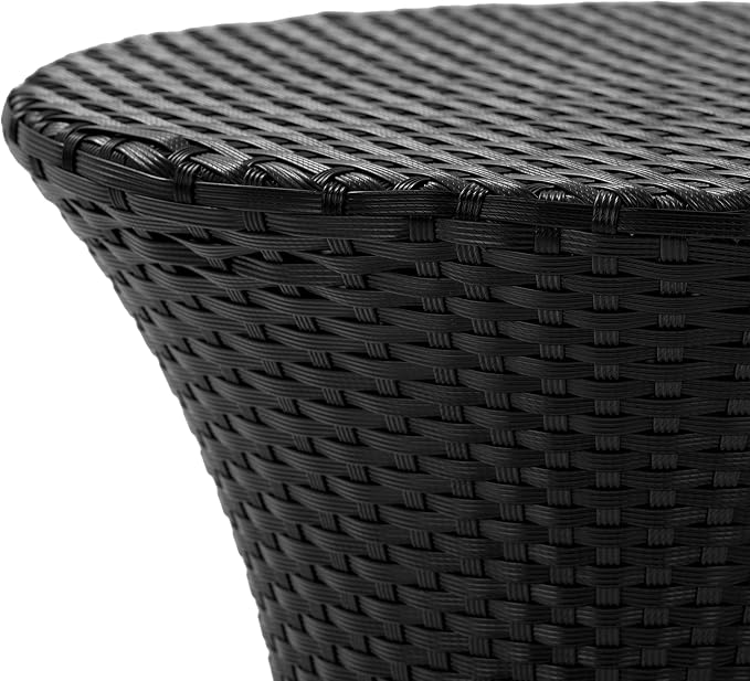 Outdoor PE Rattan Hourglass Side Table 19.75", No Assembly Wicker End Table, All-Weather Accent Table for Patio Balcony Living Room, Black