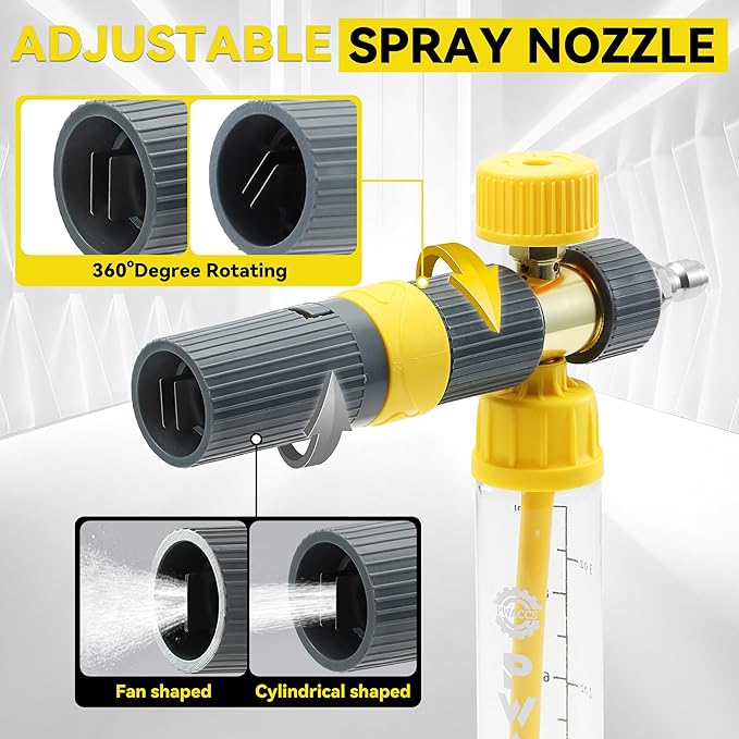 PWACCS Pressure Washer Gun with Foam Cannon, 100 ML | Mini No-Dilution Foam Cannon Pro Power Wash, Soap Cannon, 4 Nozzle Tips, For Car Wash