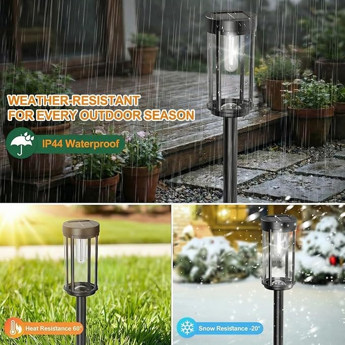 Sparkblaze 12 Pack Solar Pathway Lights Outdoor, Modern Classic Solar Garden Lights, Auto On/Off Landscape Lighting for Yard, Lawn, Patio, Walkway, Waterproof Solar Stake Lights. (12, Cold White)