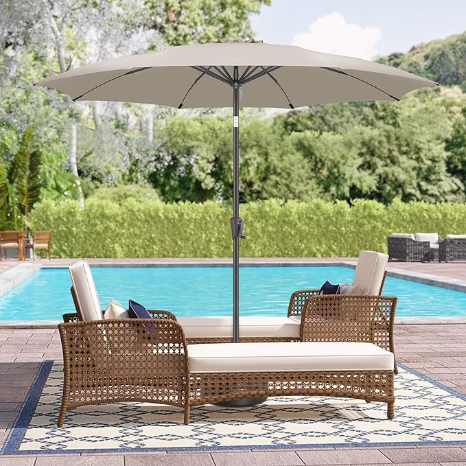 10 FT Outdoor Patio Umbrella - Table Umbrella Waterproof UV Protection, Sombrillas de Patio with Push Button Tilt, Sun Umbrella for Pool, Porch, Garden, Deck, Backyard (Taupe)
