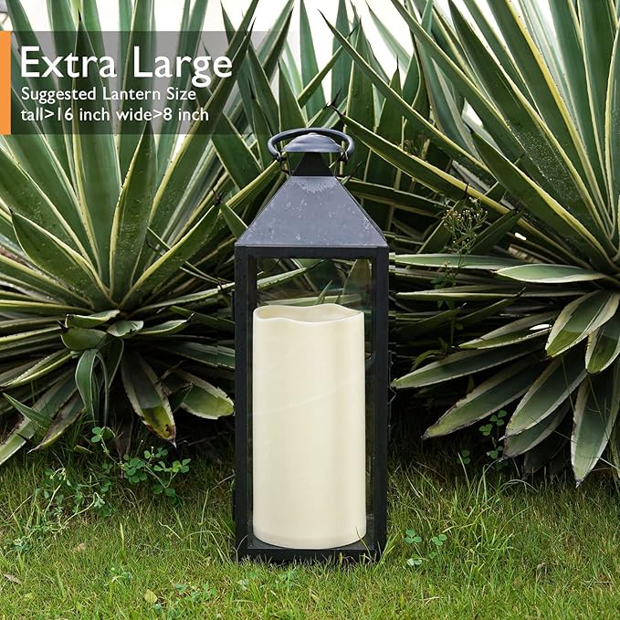 Homemory 6" x 12" Extra Large Outdoor Waterproof Candle with Auto 6-Hour Timer, Ivory Plastic Made, Long Last for Half A Year, Set of 2