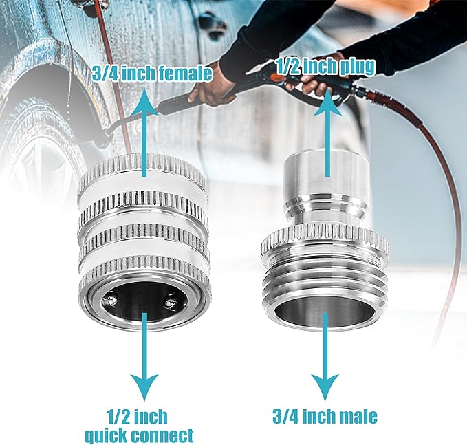 Tool Daily Pressure Washer Adapter Set, Stainless Steel Quick Connect Kit, M22 14mm to 3/8" Quick Disconnect Kit for Power Washer, 8 PCs