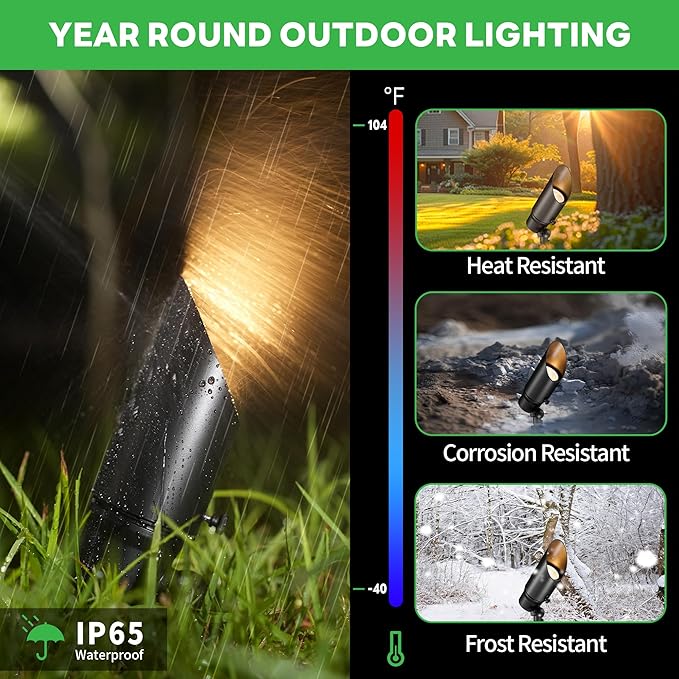 Low Voltage Landscape Lights - Warm White Cool White 12V Outdoor Spotlights, Adjustable Color Temp Spot Lights Waterproof, Hardwired LED Aluminum Black for Wall Wash Flag 10 Pack