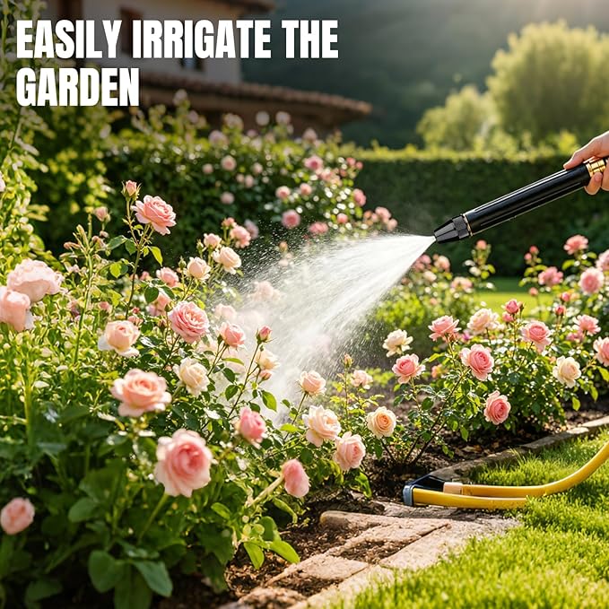 High-Pressure Water Hose Nozzle with Quick Connect Adapters, Metal Garden Hose Sprayer Nozzle, Pressure Washer Nozzle, Adjustable Water Gun for Car Wash, Lawn, Patio Cleaning