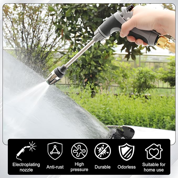Pressure Washer, High Pressure Water Gun, Portable Washer for Car, Floor, Wall Cleaning, With 360° Rotating for Three Spray Modes (Water Gun + Connector)