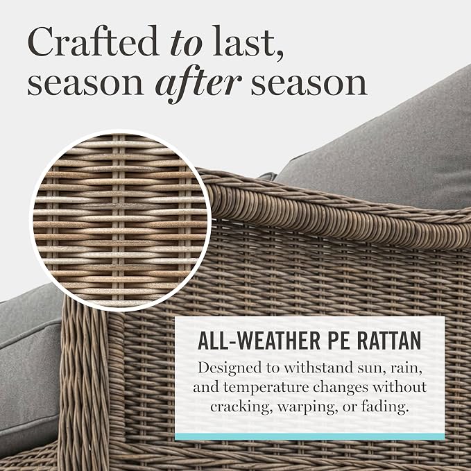 Martha Stewart Lily Pond Rattan Wicker Indoor-Outdoor Patio Coffee Table with Lower Storage Shelf in Weathered Gray