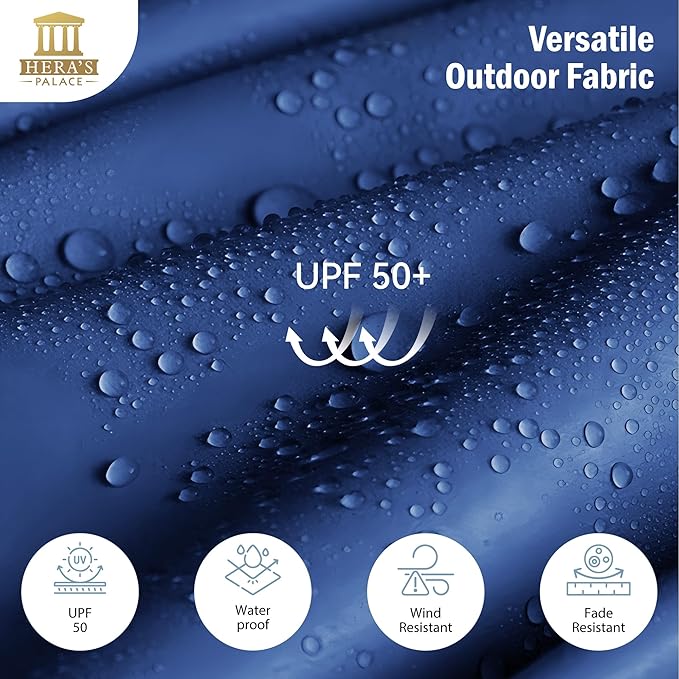 HERA'S PALACE Umbrella Patio Outdoor with Base 15ft Table Double Market Rectangle Umbrellas Clearance Large Included Stand for Deck Outside Pool Picnic Inground Yard Commercial, Haze Blue