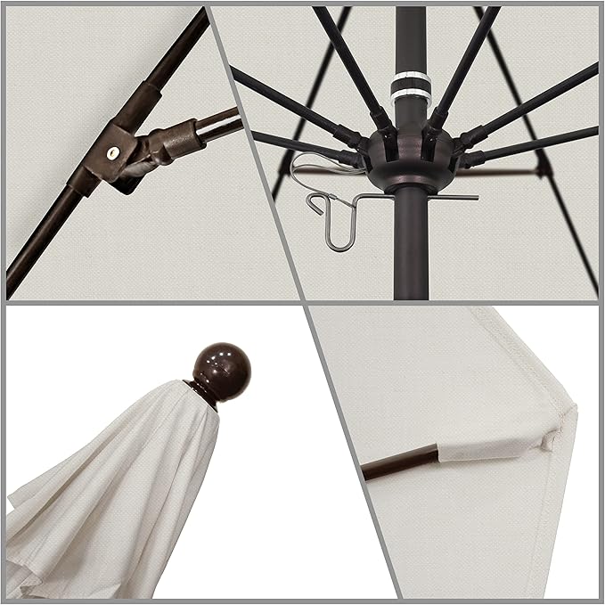 California Umbrella 9' Round Aluminum/Fiberglass Umbrella, Push Open, Bronze Pole, Olefin Woven Granite