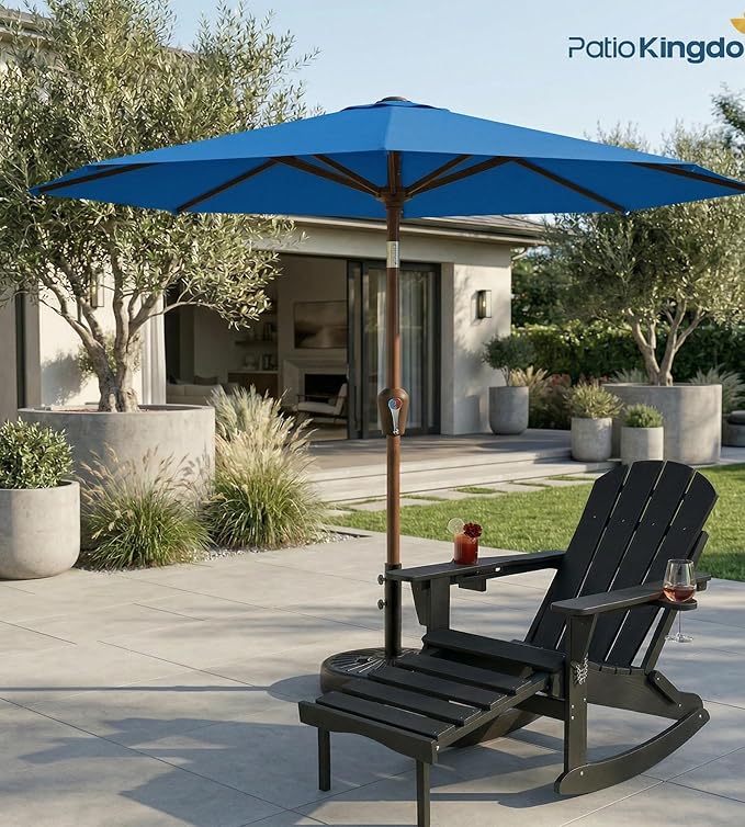 PatioKingdom 10FT Patio Umbrella with Push Button Tilt and Crank, Outdoor Market Umbrella with 8 Fiberglass Ribs, UV Protection Table Umbrella for Pool,Backyard,Garden,Deck