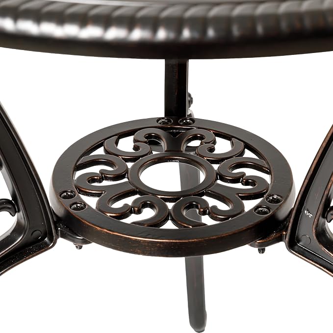 Christopher Knight Home Vigo Aluminum Outdoor Bistro Table with Umbrella Hole, Small Metal Round Side Table, Outdoor Bistro Dining Table, Copper