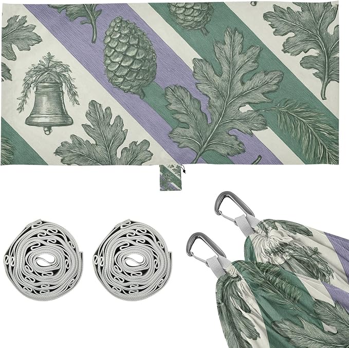 Botanical Americana Striped Wallpaper Hammocks with Hanging Rope Rope Hammock for Indoor Outdoor Patio