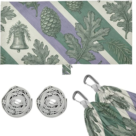 Botanical Americana Striped Wallpaper Hammocks with Hanging Rope Rope Hammock for Indoor Outdoor Patio