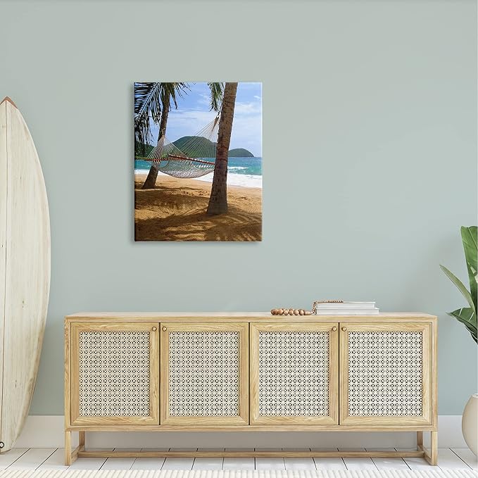 Stupell Industries Tropical Summer Vacation Hammock Between Palm Trees, Design by Noah Bay