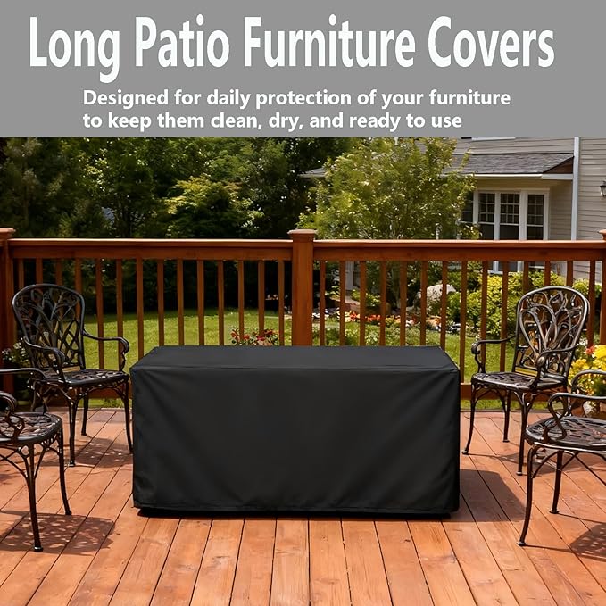 Oslimea Outdoor Dining Table Cover 60 inch Rectangle Patio Dining Table Covers Waterproof Furniture Covers, Windproof, UV Resistant and All Weather Resistant, 60 x 38 x 28 inch, Black
