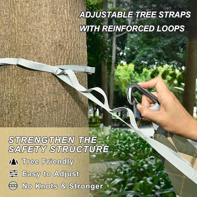 Gray-Green Checkerboard 330lb Capacity Hammocks with Portabl Carry Bag Fabric Hammock for Patio Backyard Lounge Base Bases para hamacas para adultos