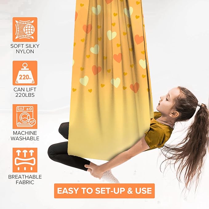 Sensory Swing with 6 Accessories Holds 300lbs 360° Swivel Double Layer Nylon Fabric Gives Calming Therapy Sensory Effect Pelvic Joint Stability for Kids and Adults with Asperger Autism ADHD SPD