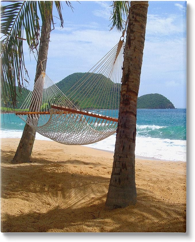 Stupell Industries Hammock on Palm Trees Canvas Wall Art Design by Noah Bay