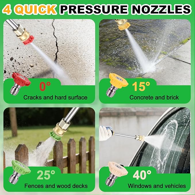 Pressure Washer, Power Washer with 4 Quick Connect Nozzles, Foam Cannon, High Pressure Cleaning Machine for Cars/Fences/Driveways/Patios/Home Cleaning, PWMA Certified