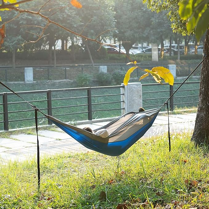 Camping Hammock with Net, Travel Portable Lightweight Hammock with Tree Straps and Carabiners, Pop Up Parachute Nylon Hammock, for Beach Patio Hiking (Color : LargeD, Size : 270x140cm)