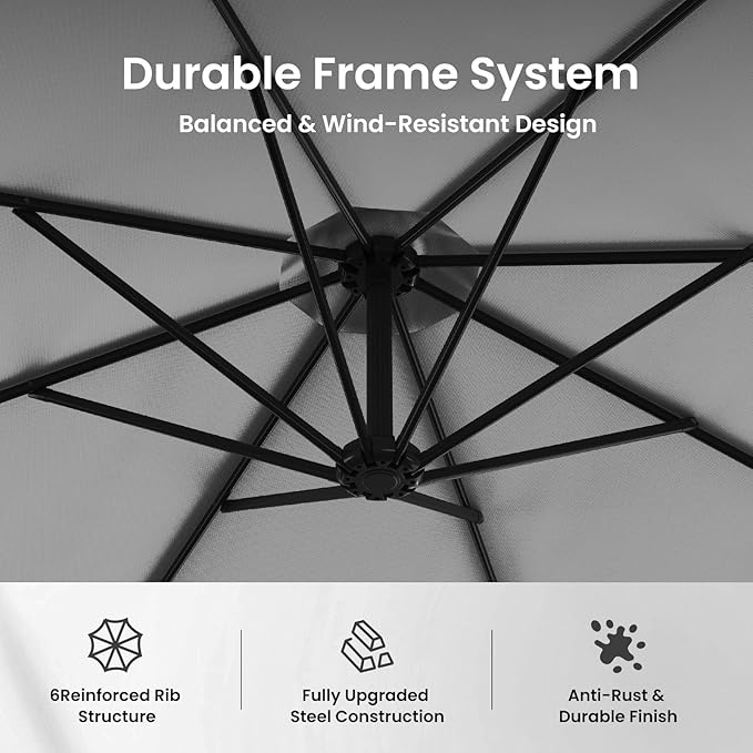 Patio Umbrella, 10FT Outdoor Umbrella with Base Included, 45° Tilt Large Cantilever, UV Protection, 360° Rotation for Backyard, Poolside, Deck, Pool, Garden