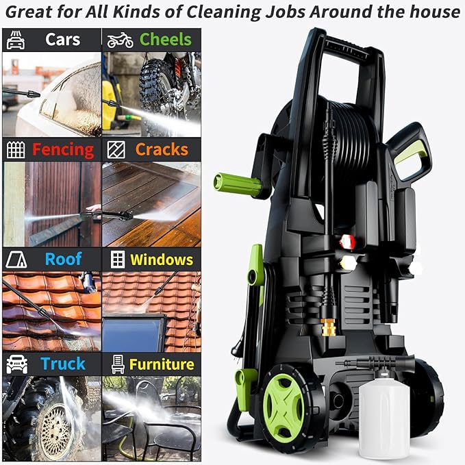 4500 MAX PSI P*ressure Washer 2026 NEW, 4 N*ozzles and F*OAM C*annon, P*ower Cleaner(Yellow)