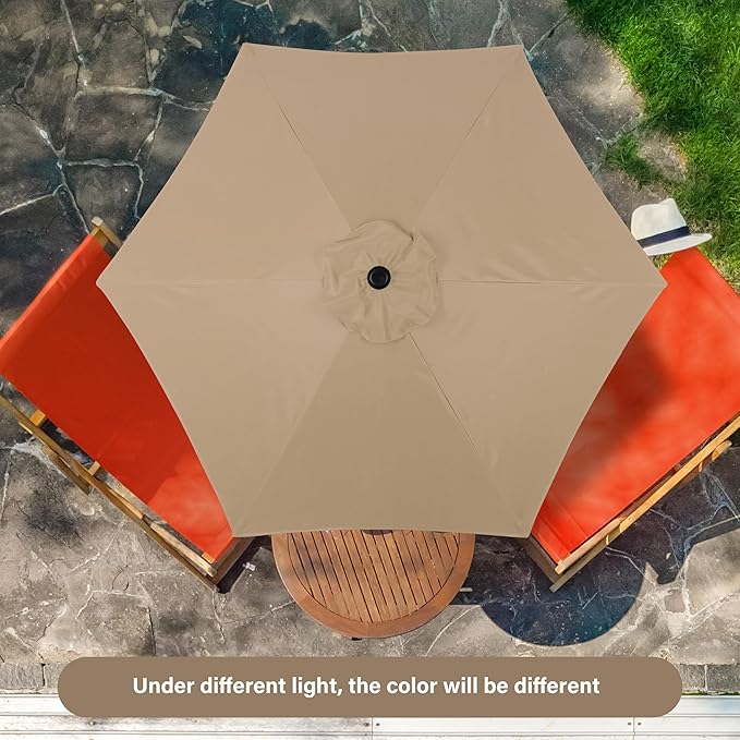 YSSOA 2 Pack 7.5' Patio Umbrella Outdoor Table Market Yard Umbrella with 6 Sturdy Ribs, Tan