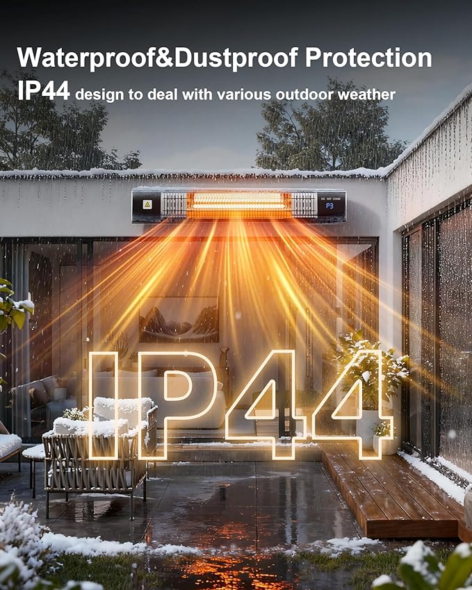 MEPTY Wall mounted Heaters for Outdoor Use, Electric Outdoor Patio Heater with 24H Timer, Remote, Overheat Waterproof Protection, Garage Infrared Heater for Porch, Yard, Basement