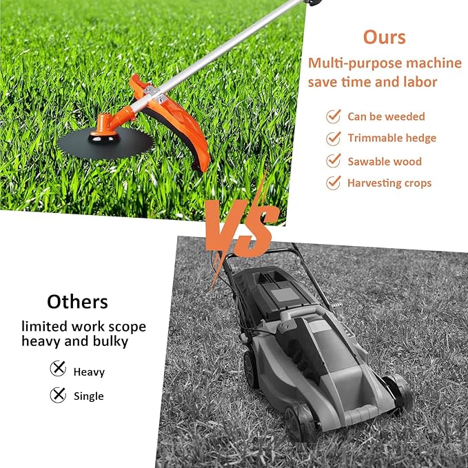 Weed Eater 52cc 2-Stroke Gas String Trimmer, 6 in 1 Weed Wacker with Guard Accessories