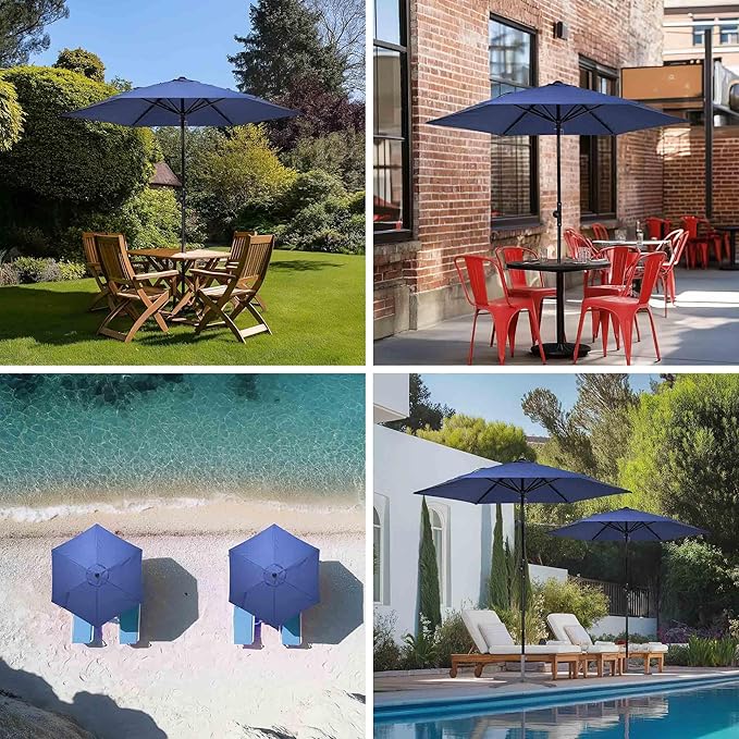 Yescom 7.5ft Outdoor Bistro Market Table Umbrella for Restaurant Cafe Rental Patio 250th Celebration Lawn Party Event Shade Yard Deck Railing Parasol