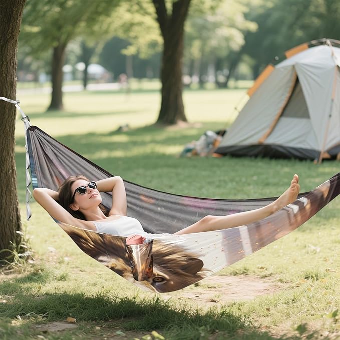Hammocks for Outside Lion Camping Hammock Portable Hammocks with Tree Straps and Carry Bag Camping Accessories for Hiking Beach Outdoor