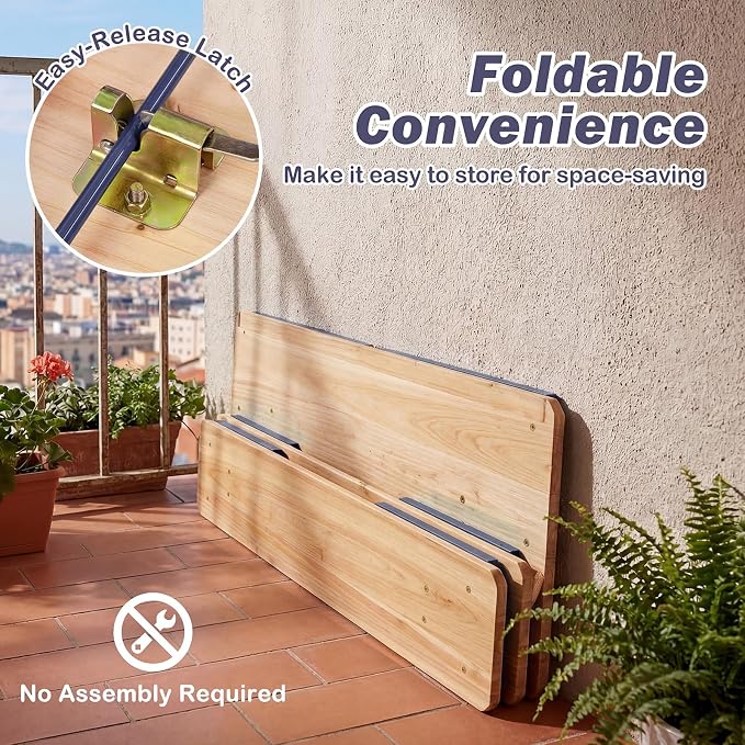 Costzon Kids Picnic Table, 43.5 Inch Folding Picnic Table with 2 Benches, Fir Wood Top & Metal Frame, No Assembly 3-Piece Portable Kids Indoor/Outdoor Furniture for Patio Backyard Daycare (Navy Blue)