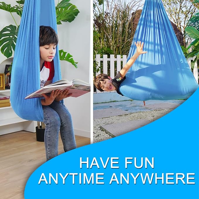 Indoor Therapy Sensory Swing for Kids, Special Needs Joy Cuddle Ceiling Snuggle Swings, Outdoor Room Adjustable Fabric Hammock for Children Child Teens Autism, ADHD, Aspergers, Sensory Integration