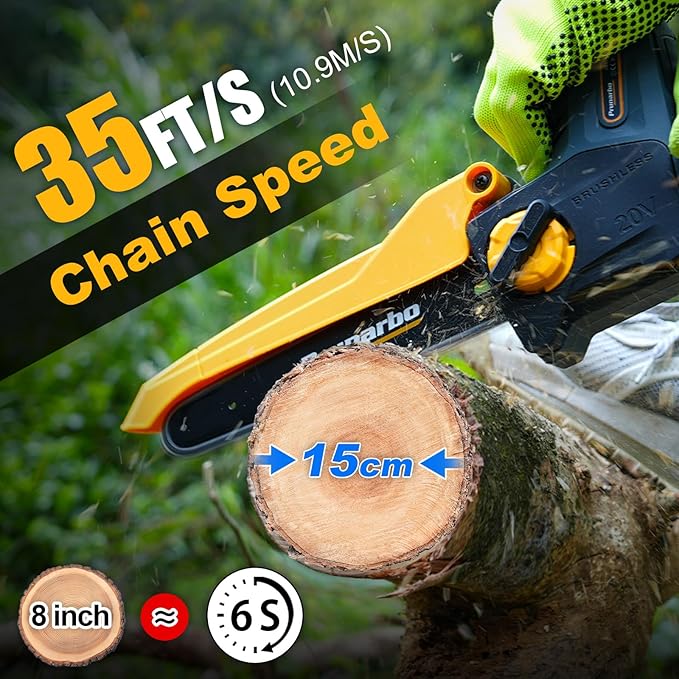 Cordless 8-Inch Pruning Chainsaw Compatible with Makita 18V Batteries, Brushless Handheld Chain Saw with Auto Oiler for Tree Trimming, Yard Maintenance & Storm Cleanup, Tool Only