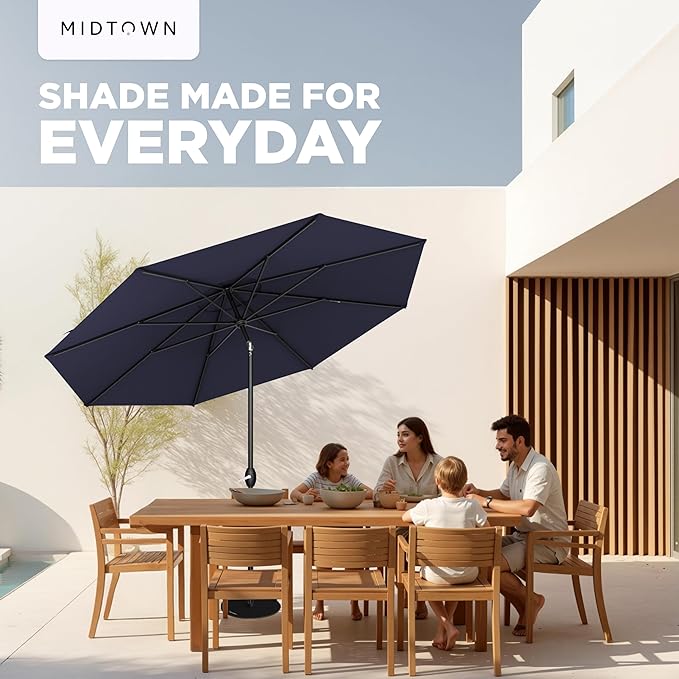 Midtown Umbrellas The Lean Patio Umbrella (Terylast Fabric - Navy, 10 Foot)
